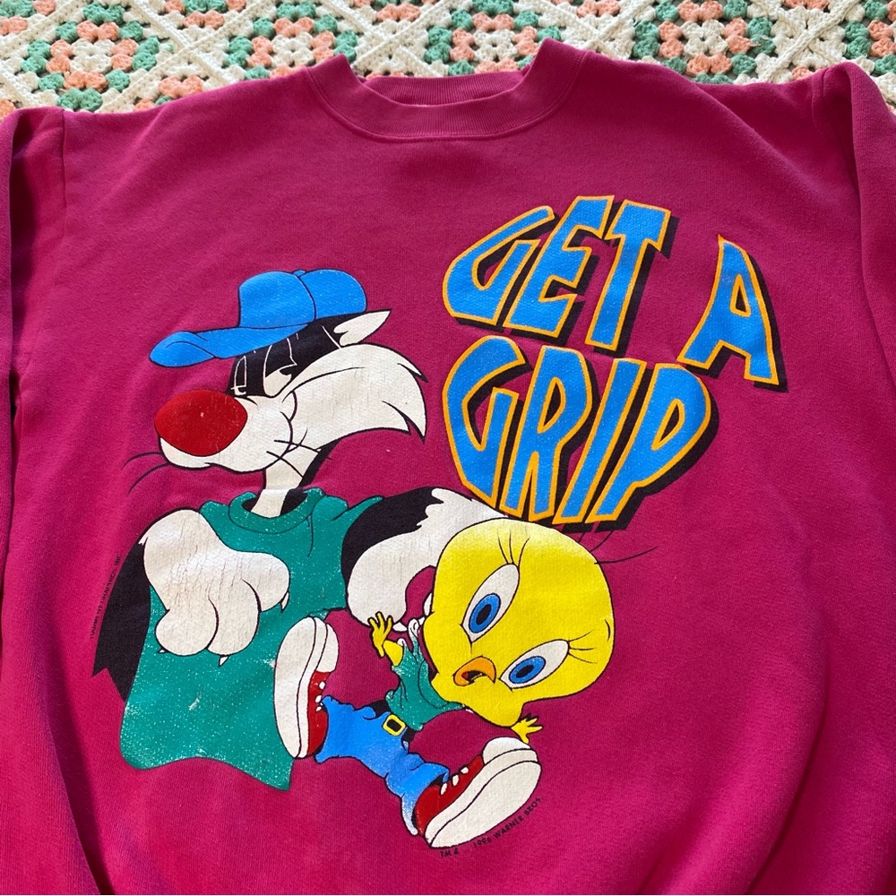 Looney Tunes Crewneck Tweety Bird Sweater Sylvester Sweatshirt Vintage READ